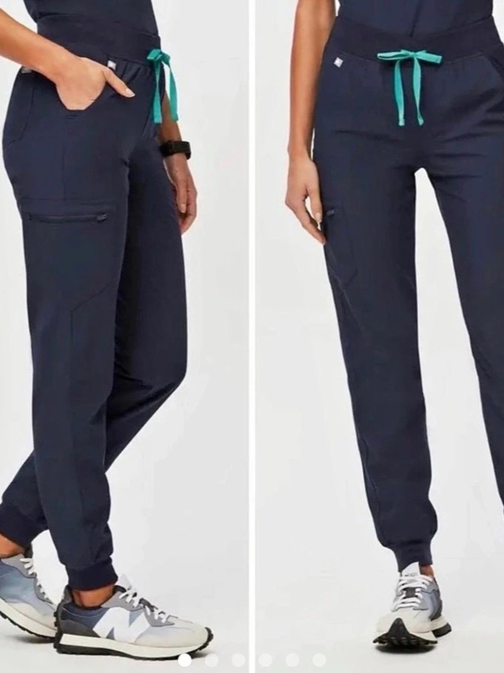 Limited edition FIGS Zamora FreeX Lined Jogger Scrub Pants Navy Blue with Teal D